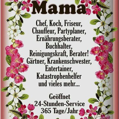 Blechschild Spruch 20x30cm Mama Chef Koch Friseur Blumen