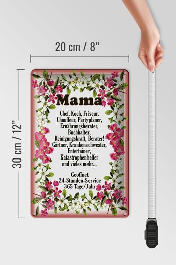 Panneau en étain disant 20x30cm Mama Chef Cook Coiffeur Fleurs 4