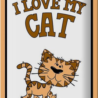 Targa in metallo con scritta "gatto, amo il mio gatto" 20x30 cm