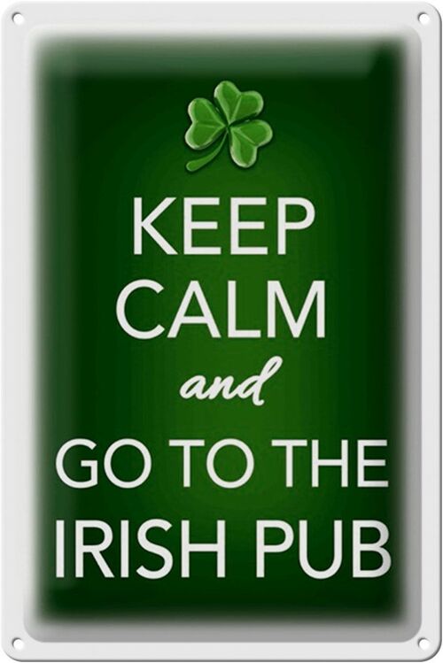 Blechschild Spruch 20x30cm Keep calm and go to Irish Pub