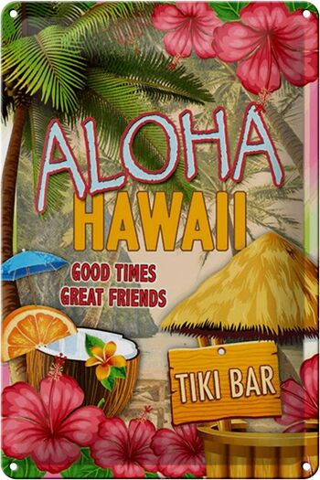 Signe en étain hawaïen, 20x30cm, Aloha Tiki Bar, bons moments, super 1