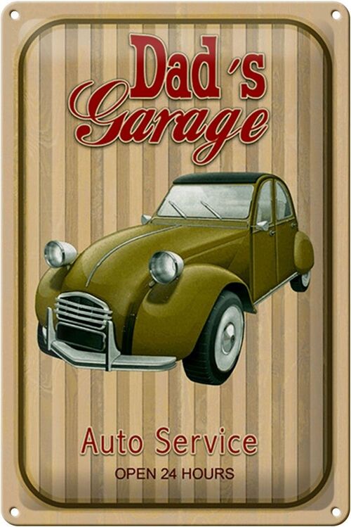 Blechschild Retro 20x30cm Dad´s Garage Auto Service open 24