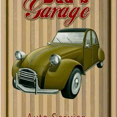 Cartel de chapa retro 20x30cm Dad's Garage Auto Service abierto 24