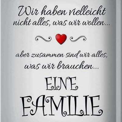 Blechschild Spruch 20x30cm Zusammen wir alles eine Familie