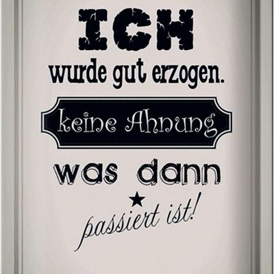 Blechschild Spruch 20x30cm ich gut erzogen dann passiert