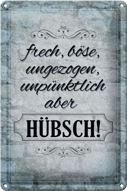 Blechschild Spruch 20x30cm frech böse ungezogen aber hübsch