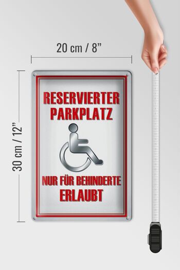 Plaque en tôle Paken 20x30cm place de parking réservée aux personnes handicapées 4