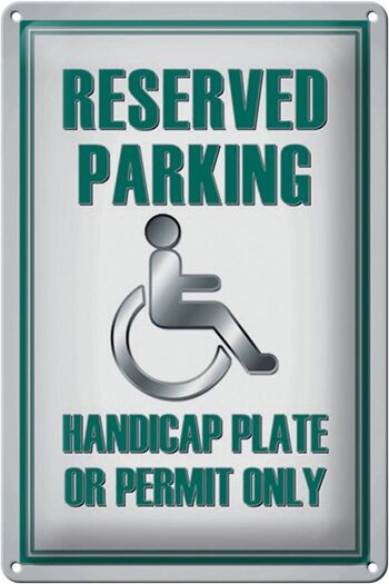 Plaque de stationnement en tôle 20x30cm Plaque de handicap de stationnement ou 1
