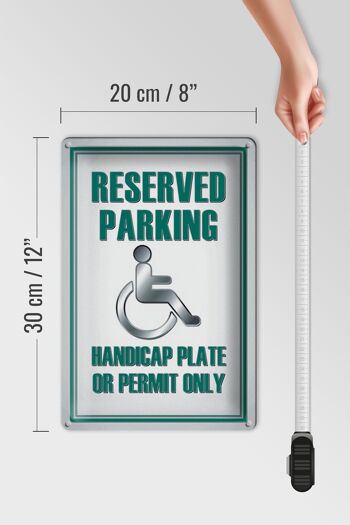 Plaque de stationnement en tôle 20x30cm Plaque de handicap de stationnement ou 4