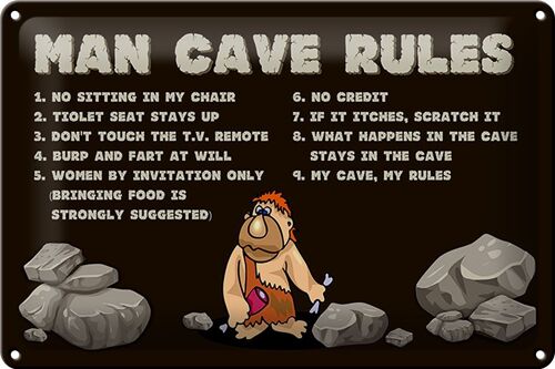 Blechschild Spruch 30x20cm man cave rules Männer Regeln