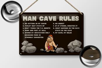 Panneau en étain disant 30x20cm, règles de la grotte de l'homme, règles des hommes 2
