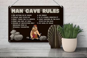 Panneau en étain disant 30x20cm, règles de la grotte de l'homme, règles des hommes 3