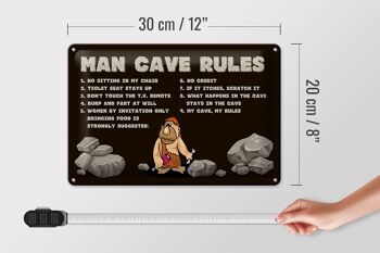 Panneau en étain disant 30x20cm, règles de la grotte de l'homme, règles des hommes 4