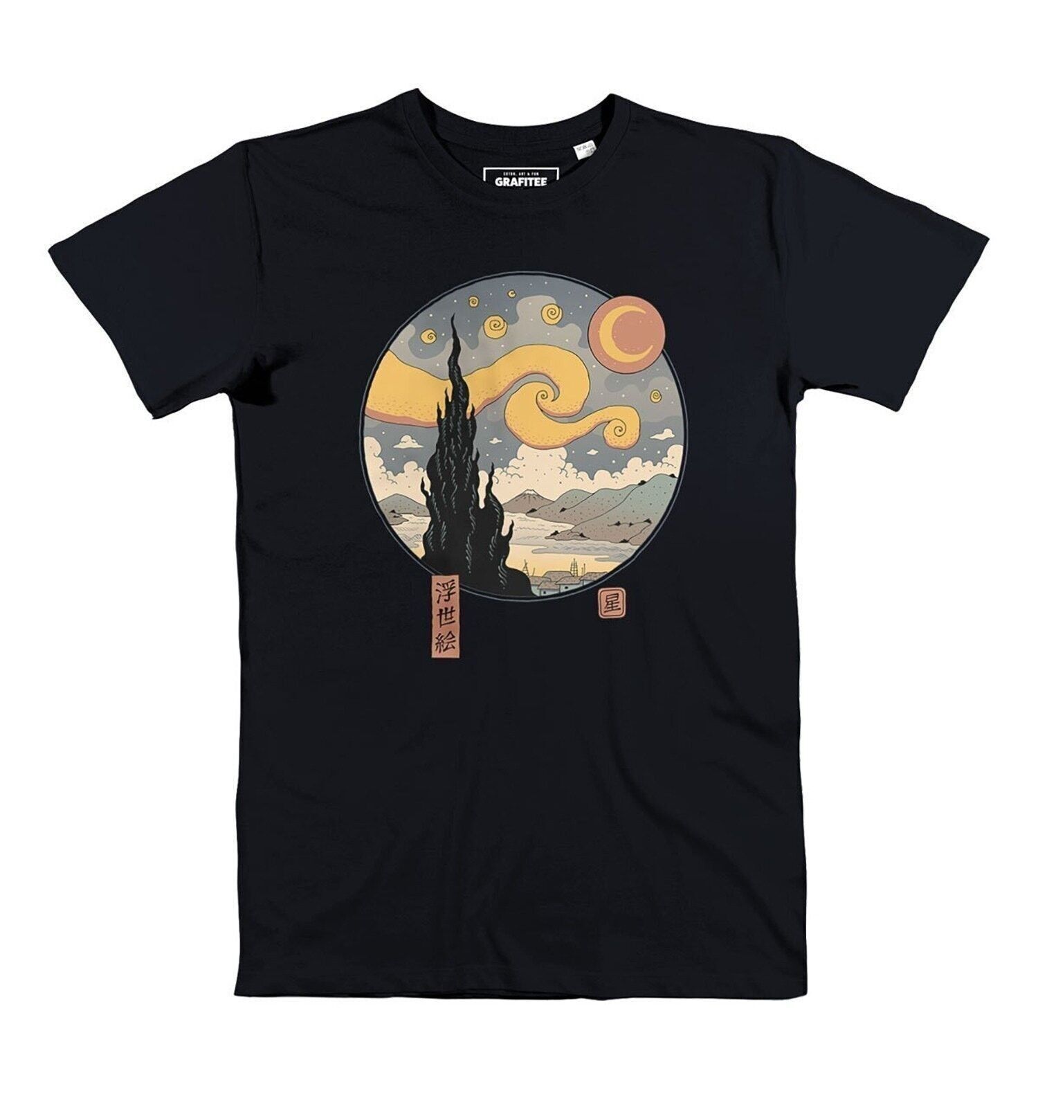 T-shirt La notte stellata - Van Gogh dipinge in stile giapponese