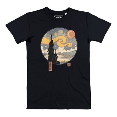 Camiseta La noche estrellada - Van Gogh pintando estilo japonés