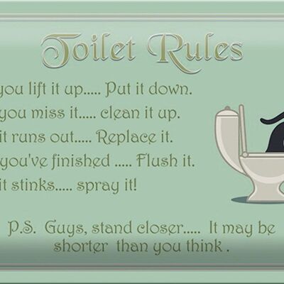 Blechschild Spruch 30x20cm Toilet Rules if you lift it up