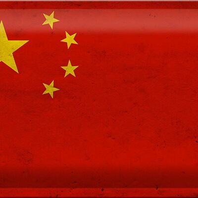 Blechschild Flagge 30x20cm China Fahne Wanddeko