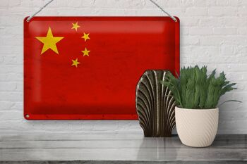 Drapeau en étain 30x20cm, décoration murale, drapeau chinois 3