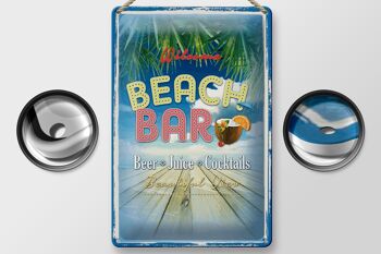 Panneau en étain indiquant 20x30cm, Wilcome Beach Bar Beer Juice 2