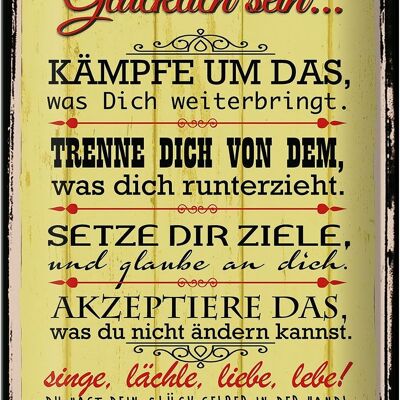 Blechschild Spruch 20x30cm Glücklich singe lächle liebe