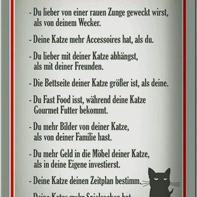 Blechschild Spruch 20x30cm du bist Katzenliebhaber wenn