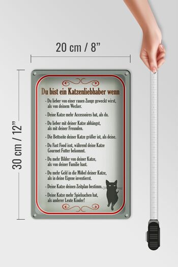 Plaque en étain disant 20x30cm vous êtes un amoureux des chats si 4