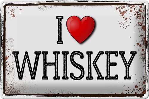 Blechschild 30x20cm i love Whiskey Wanddeko