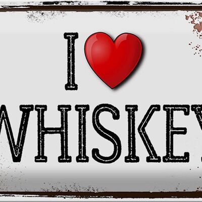 Blechschild 30x20cm i love Whiskey Wanddeko
