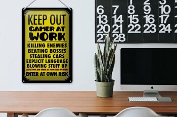 Panneau en étain disant 20x30cm "Keep Out Gamer at Work Enter" 3