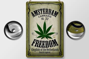 Plaque en tôle Cannabis 20x30cm Amsterdam Freedom Kingdom 2