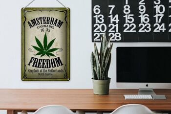 Plaque en tôle Cannabis 20x30cm Amsterdam Freedom Kingdom 3