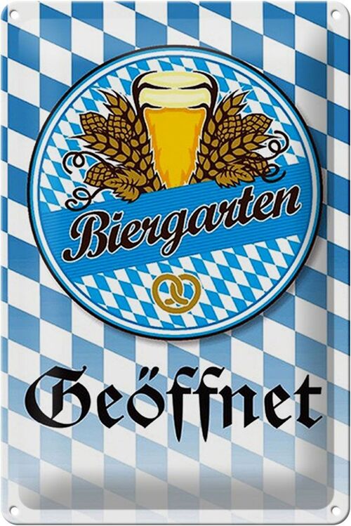 Blechschild Spruch 20x30cm Biergarten Bier Brezel Bayern