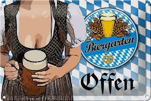 Blechschild Spruch 30x20cm Biergarten offen Bier Bayern