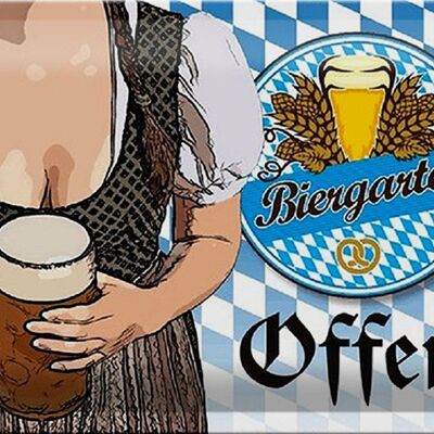 Cartel de chapa que dice 30x20cm cervecería al aire libre cerveza abierta Baviera