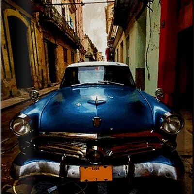 Cartel de chapa que dice 20x30cm Cuba coche antiguo azul