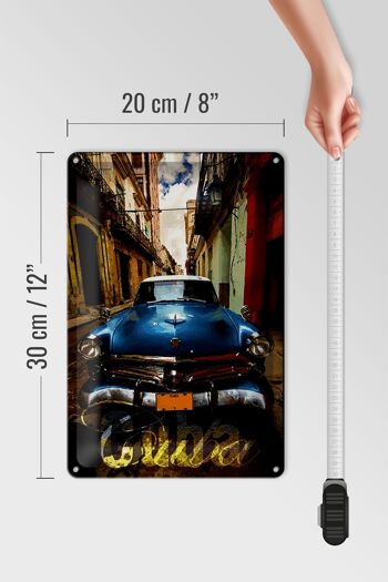 Plaque en tôle disant 20x30cm Cuba voiture vintage bleu 4
