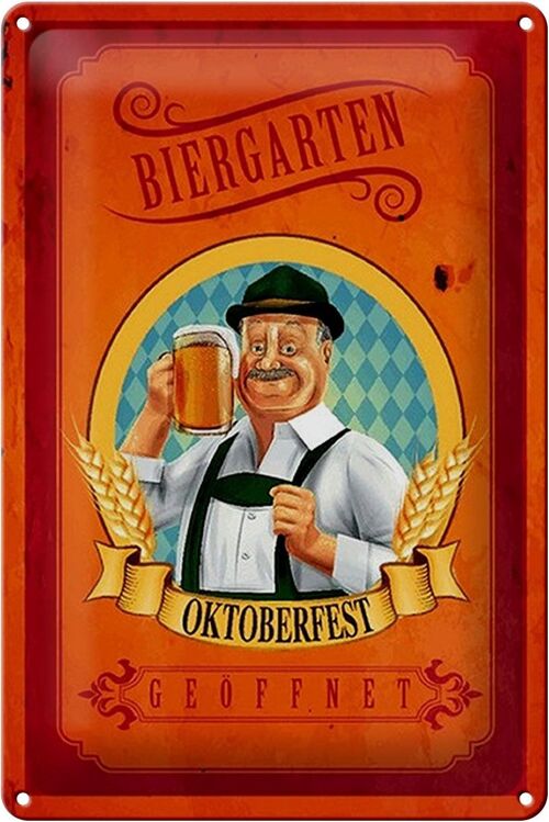 Blechschild Spruch 20x30cm Biergarten geöffnet Oktoberfest