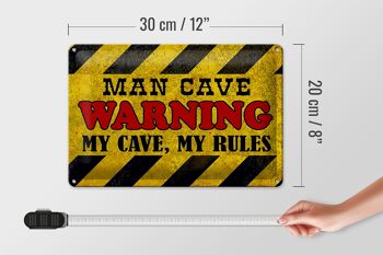 Panneau en étain indiquant les règles de ma grotte, 30x20cm, homme des cavernes 4
