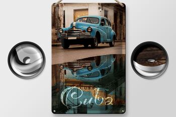 Panneau en étain disant 20x30cm Cuba voiture bleu réflexion de voiture vintage 2