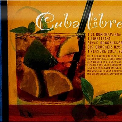 Targa in metallo con scritta 30x20 cm Ricetta Cuba Libre Rum Havana