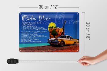 Plaque en tôle indiquant 30x20cm Cuba Libre Recette Rhum 4