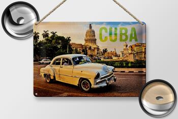 Plaque en tôle 30x20cm vintage Cuba voiture vintage conduisant au rond-point de La Havane 2