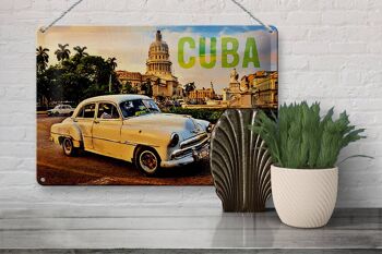 Plaque en tôle 30x20cm vintage Cuba voiture vintage conduisant au rond-point de La Havane 3