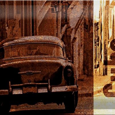 Cartel de chapa que dice 30x20cm Cuba coche vintage retro