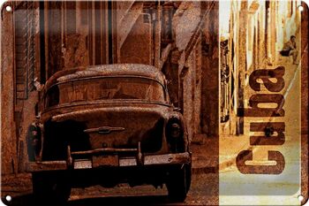 Plaque en étain disant 30x20cm Cuba voiture vintage rétro 1