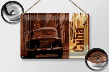 Plaque en étain disant 30x20cm Cuba voiture vintage rétro 2