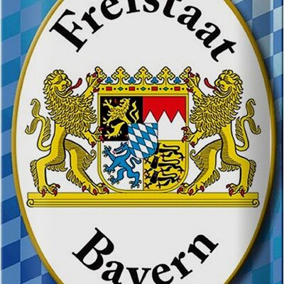 Targa in metallo con scritta 20x30 cm Stemma dello Stato Libero di Baviera
