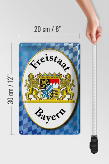 Panneau en étain indiquant les armoiries de l'État libre de Bavière, 20x30cm 4