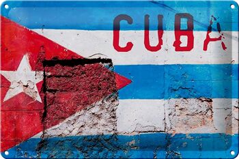 Drapeau en étain 30x20cm, drapeau de Cuba sur un mur 1