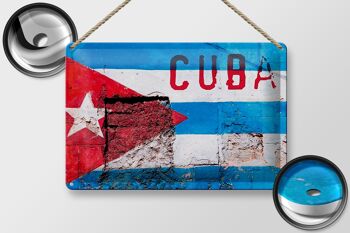 Drapeau en étain 30x20cm, drapeau de Cuba sur un mur 2